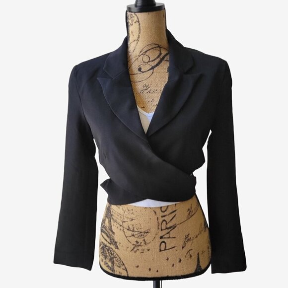 New York & Co. Cropped Wrap Blazer in Black -S - Picture 4 of 8